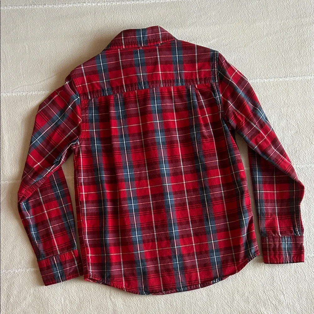The Children's Place Red and Navy Plaid Button-Up Shirt